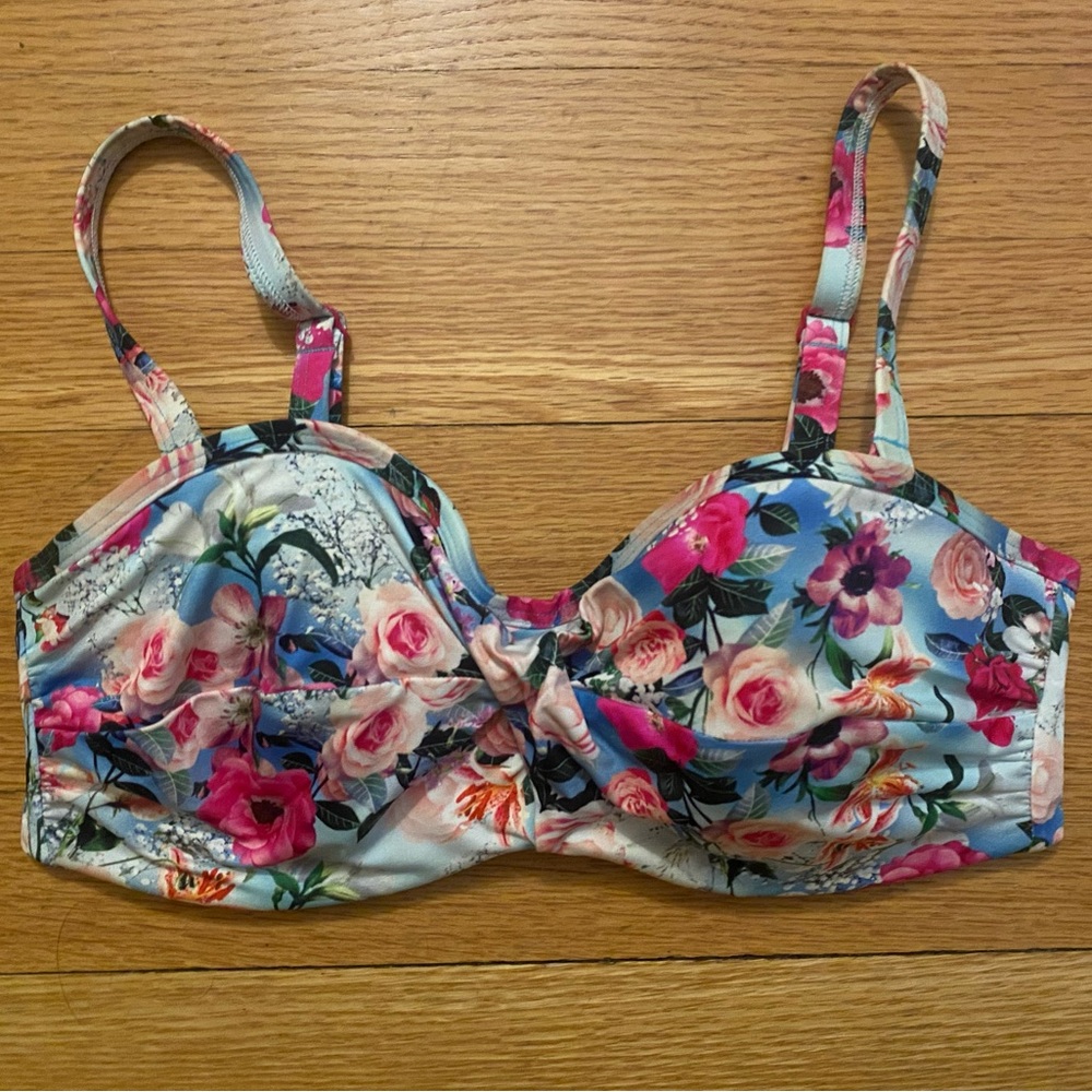 Panache floral bandeau swim top 32D removable straps